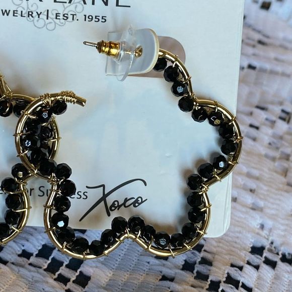 NWT FLORAL EVERY DAY EMBER EARRINGS BLACK BEADS GOLD ACCENT METAL FUNKY - Picture 14 of 14